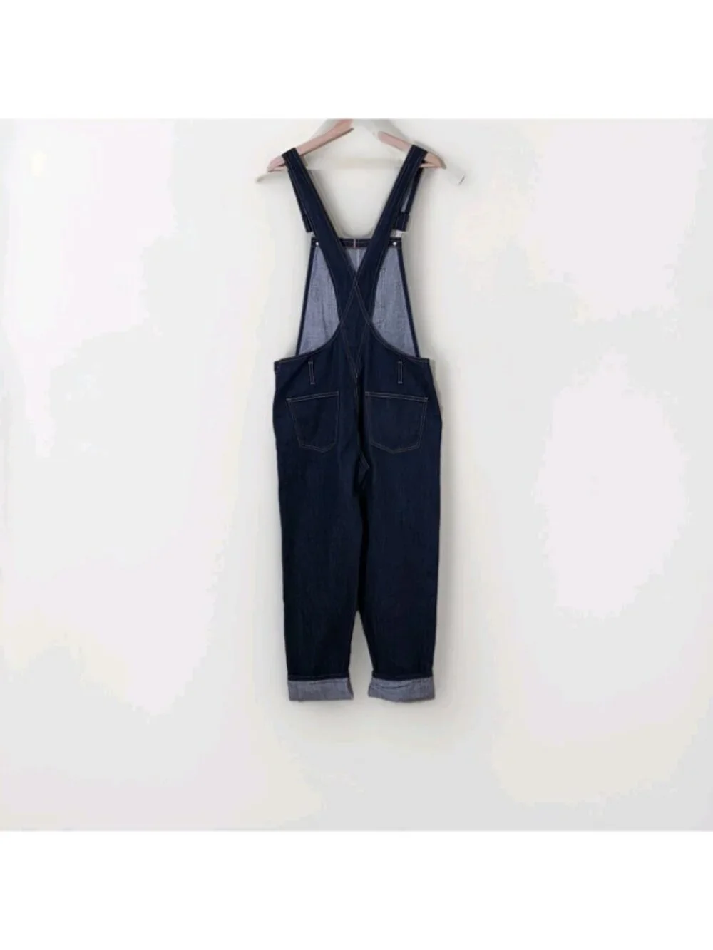 Topshop Moto Selvedge Denim Overalls Womens US 8 Navy Rigid Italy Preppy Grunge - Picture 2 of 16